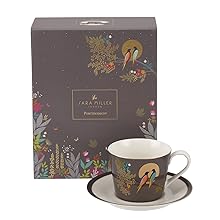 Tea Cup & Saucer Light Grey sara miller portmeirion chelsea 22 carat gold green navy grey pink