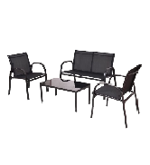 SFAREST 6 PCS Dining Furniture Set, Garden Bistro Set with 4 Cushioned Chairs, Tempered Glass Tab...