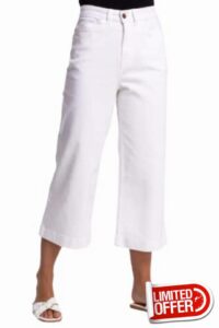 Roman Originials Women Denim Culottes - Ladies Cropped Wide Leg Jeans Spring Trousers Summer Pants Everyday Holiday Front Back Pockets Belt Loops Comfy Vacatio