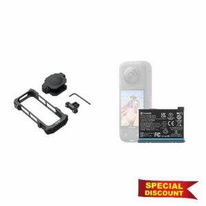 Insta360 Insta360Insta360 X3 Utility Cage Protective Frame With Built in Lens Protectors & X3 Original Battery (1800mAh) Replacement/Spare for up to Extra 80 Minutes Recording Time (INAQBT/A)