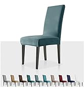 MAXIJIN Stretch Velvet Chair Covers for Dining Chairs Set of 2 Removable Velour Dining Chair Cove...