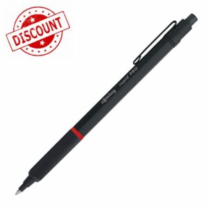 Otring Rapid Pro Retractable Ballpoint Technical Drawing Pen | Medium Point | Blue Ink | Black Full-Metal Body