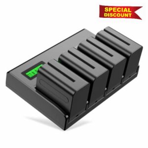 Powerextra 4 Channel Battery Charger with LCD Display for Sony NP-F970