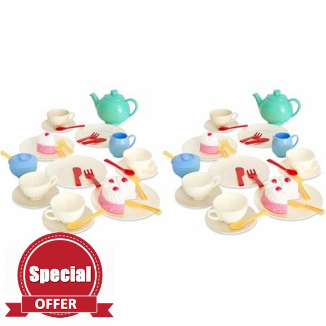 Casdon 36-Piece Tea Set. Colourful Toy Playset with Teapot