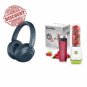 Sony WH-XB910N EXTRA BASS™ Noise Cancelling Wireless Headphones - Blue & Breville Blend Active Personal Blender & Smoothie Maker | 350W | 2 Portable Blend Active Bottles