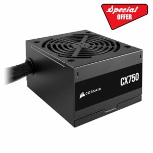 CORSAIR CX750 80 PLUS Bronze Non Modular Low-Noise ATX 750 Watt Power Supply - UK - Black
