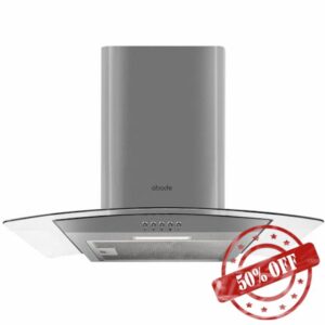 Abode Chimney Cooker Hood Stainless Steel 60cm Curved Glass Extractor Hood & Recirculation with 2x Carbon Filters