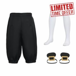 Men's Colonial Costume Medieval Pirate Cosplay Costume Renaissance Costume Breeches (Pants with Knee High White Socks and Gold Shoe Buckle)