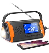 Emergency Wind Up Radio Solar Crank AM/FM Weather Radio with Portable 2000mAh Power Bank, Bright ...