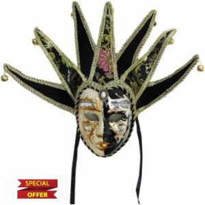 Venetian Masquerade Mask Full Face Jester Mask Carnival Costume Cosplay Dress Up Accessory for Performance Party