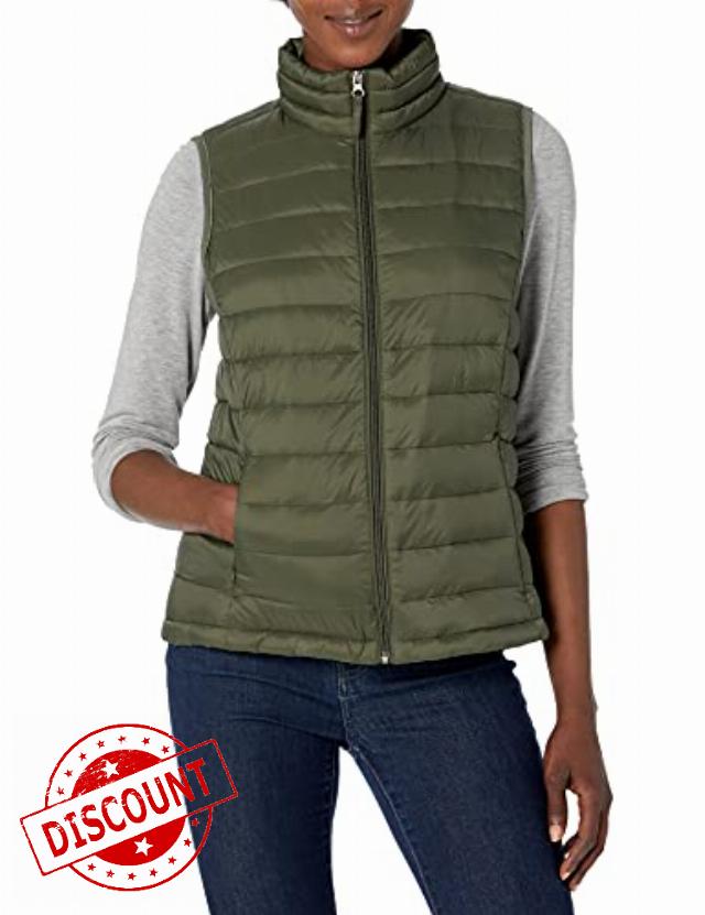 Amazon Essentials Women's Lightweight Water-Resistant Packable Puffer Gile