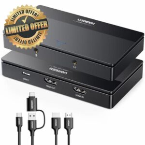 UGREEN Video Capture Card HDMI to USB Type C Capture Device 1080P 60fps Streaming Record 4K Loop Passthrough Compatible with Switch PS5 PS4 Xbox TV Stick iPad Pro DSLR Camera MacBook Laptop PC Phone