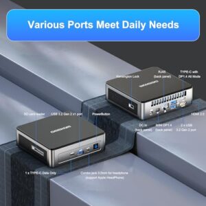 16GB DDR5 RAM Intel 12th Gen Alder Lake N100 Mini Computers(up to 3.4GHz) 512GB M.2 PCIe Gen3x4 SSD Desktop Windows 11 Pro Support 4K/WiFi 6/BT 5.2/Gigabit Etherne