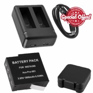 Fenmaru Ace Pro/Ace Battery Dual Charger compatible with Insta360 Ace Pro/Ace Accessories (1 Battery + 1 Charger)