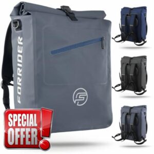 Forrider 3-in-1 Bicycle Bag for Pannier Rack with Backpack Waterproof 27 L I Pannier Rack Bag Reflective I Saddle Bag for Bicycle (Grey)