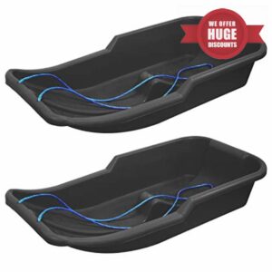 simpa Set of 2 Heavy Duty Cannon Winter Sports Plastic Snow Sledge Tobaggans - Choose from 4 Colours!