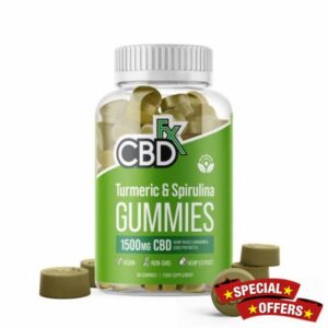 CBDfx 1500mg CBD High Strength Vegan Turmeric and Spirulina Gummies