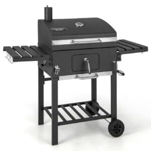 Portable Barbecue Charcoal Grill with 2 Folding Side Tables