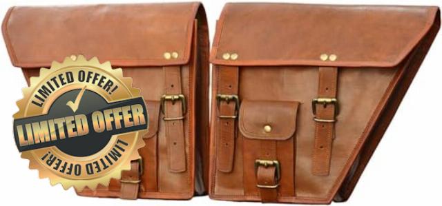 american blue Men's 2 X Motorcycle Side Pouch Brown Leather Side Pouch Saddlebags Saddle Panniers (2 Bags) Motorcycle Bicycle Bike