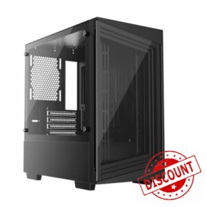iONZ PC Gaming Case Micro ATX Mini Tower - Compact Glass Series | Black Tempered Glass (G1 Edition Case Only)