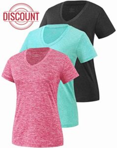 Star Vibe 3 Pack Women's Short Sleeve Dry Fit T-Shirts Moisture Wicking Athletic V-Neck Gym Tee Exercise Yoga Tops