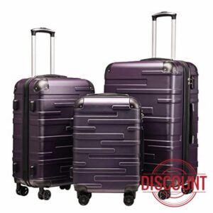 COOLIFE Hard Shell Suitcase with TSA Lock and 4 Spinner Wheels Lightweight 2 Year Warranty Durable (Grayish Purple