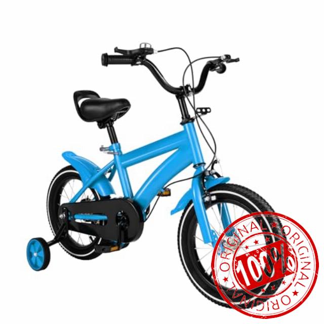 ROGONPDK Kids Bicycle 14 Inch Child Bikes with Training Wheels Suitable for Boys/Girls Children with Brake Bikes Bicycles for Children Adjustable Seat Blue