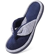 Wishcotton Ladies Memory Foam Flip Flop Slippers, Womens Adjustable Terry Cozy Spa Thong