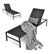 SFAREST 3 Piece Bistro Set, Outdoor Rattan Rocking Sofa Chairs with 2-Tier Side Table, Weatherpro...
