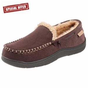 Zigzagger Men's Microsuede Moccasin Slippers Memory Foam House Shoes