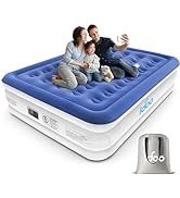 iDOO Double size Air Bed, Inflatable bed with Built-in Pump, 3 Mins Quick Self-Inflation/Deflatio...