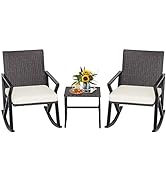 SFAREST 4PCS Rattan Garden Furniture, Outdoor Sofa Table Set with Removable Cushion, Patio Wicker...