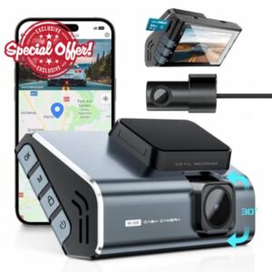 IIWEY 4K Dash Cam Front Rear Built-in WiFi External GPS