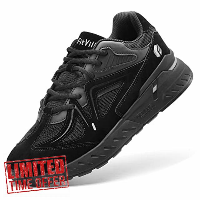 Mens Extra Wide Fit Trainers Walking Shoes Comfortable Running Sneakers for Flat Feet Plantar Fasciitis - Rebound Core