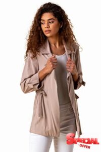 Roman Originals Tie Waist Jacket For Women UK - Ladies Summer Coat Spring Daywear Holiday Longline Long Sleeve Comfy Everyday Smart Jackets