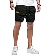Jolicloth Mens Shorts Summer Cotton Casual Shorts with Drawstring Elastic Waist Pockets