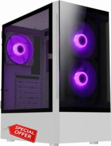 IONZ KZ20 PC Computer Case Mid Tower ATX Dark Mirror Tempered Glass | 3 x ARGB Fans | White 2.