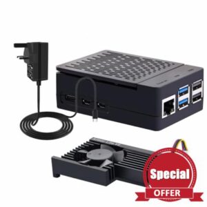 GeeekPi Raspberry Pi 5 ABS Case with Raspberry Pi 5 27W 5.1V 5A Power Supply Ki