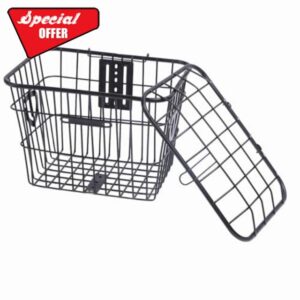 KKPLZZ Electric Bike Basket Metal Bike Rear Storage Basket Large Capacity Cycling Basket with Lid for Bags Food Vegetable