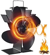Drcokars Stove Fan, Log Burner Fan Silent, Wood Burner Fans, Heat Powered 4-Blade Fan for Wood Bu...