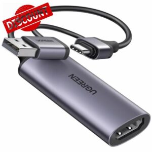 UGREEN Video Capture Card HDMI to USB Type C Capture Device 1080P 60FPS 4K Stream Record Audio Game Thunderbolt 4 Compatible with Switch PS4 PS5 Xbox TV Stick DSLR Camera iPad Pro Mac PC Laptop Phone