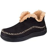 Wishcotton Men's Microsuede Fuzzy Warm Fleece Lining Moccasin Slippers Cozy Memory Foam Indoor Ou...