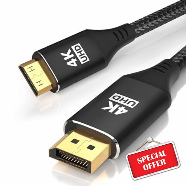 4K DisplayPort to Mini HDMI Cable 10FT