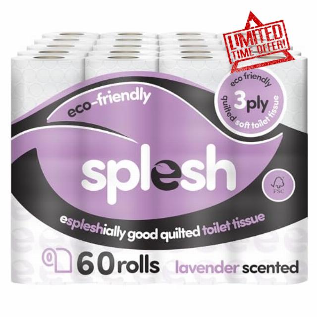 Splesh by Cusheen 3-ply Toilet Roll - Lavender Fragrance (60 Pack) Soft