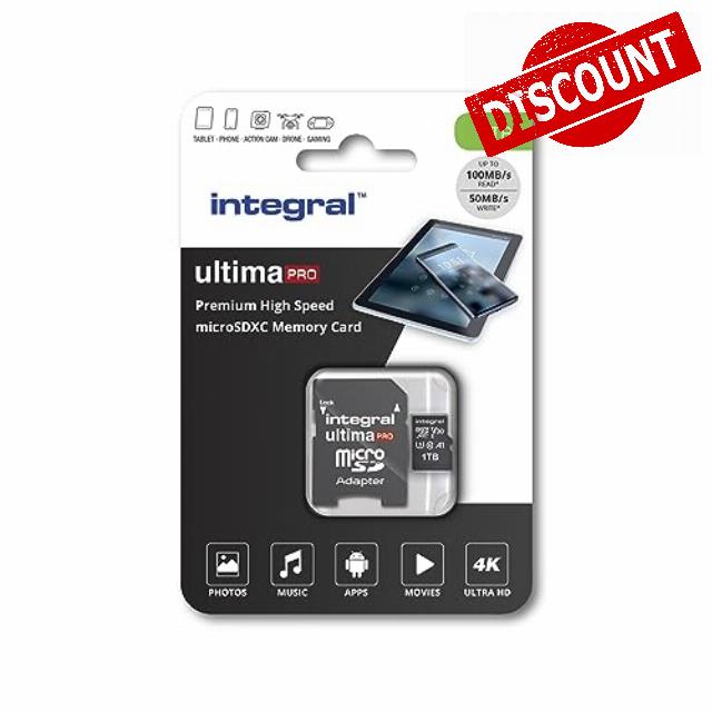 Integral 1TB Micro SD Card 4K Video Premium High Speed Memory Card SDXC Up to 100MB s Read Speed and 50MB s Write speed V30 C10 U3 UHS-I A1