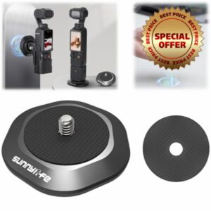 Honbobo Magnetic Mount compatible with DJI Osmo Pocket 3/Insta360 GO3/Insta360 ONE X3/FIMI PALM 2 Universal Metal Magnetic Base Expansion Adapter Steering Stand