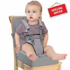Booster Seat for Dining Chair - Toddler Harness Seat Straps High Back PU Ease of Cleaning Sturdy Booster Seat for Dining Table for Kid Child Baby