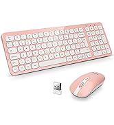 Slim Wireless Keyboard and Mouse Set, 2.4G Cordless QWERTY UK Layout USB Keyboard and Silent Mous...