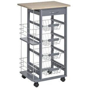 Utility Storage Cart with 4 Basket Drawers & Side Racks