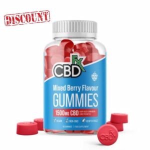 CBDfx 1500mg CBD High Strength Vegan Mixed Berry Gummies 25mg CBD per Gummy 60x Bottle (30 Days) - CBD Vegan Gummies